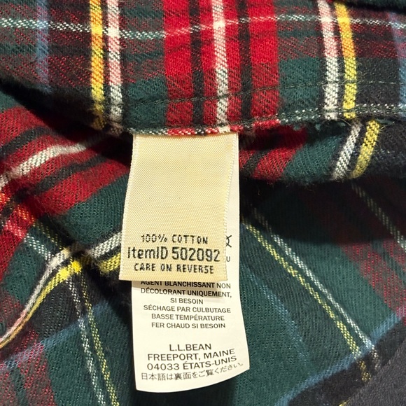 L.L. Bean Women's Cotton Flannel Hooded Unlined Shacket Red Green Plaid Size M - Picture 6 of 7